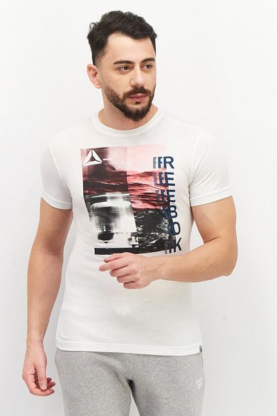 Reebok Men Sportswear Fit Short Sleeve Training T-Shirt, White Combo