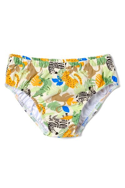 Tchibo Toddlers Boy Allover Print Brief Swimwear, Green Combo
