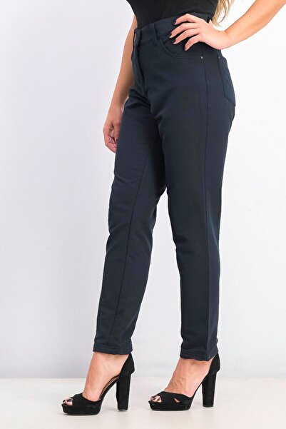 Tchibo Women Regular FIt Plain Straight Leg Pants, Navy