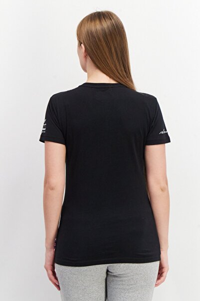 Aston Martin Women Round Neck Short Sleeve Brand Logo T-Shirt, Black