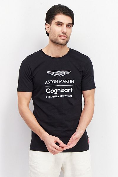 Aston Martin Men Crew Neck Short Sleeve Graphic Print T-shirt, Black