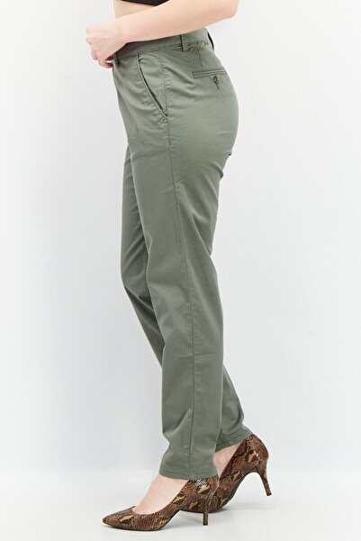 Esprit Women Regular Fit Plain Chino Pants, Olive