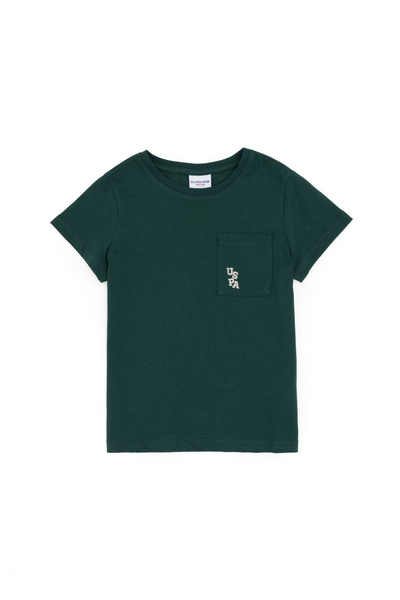 U.S. Polo Assn. Erkek Çocuk Koyu Yeşil Bisiklet Yaka Tişört 50298096-VR079