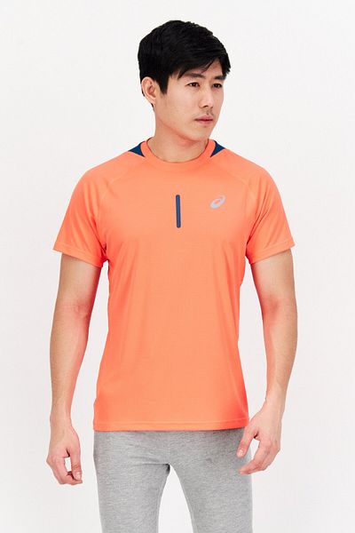Asics Men Sportswear Fit Brand Logo Training T-shirt, Coral