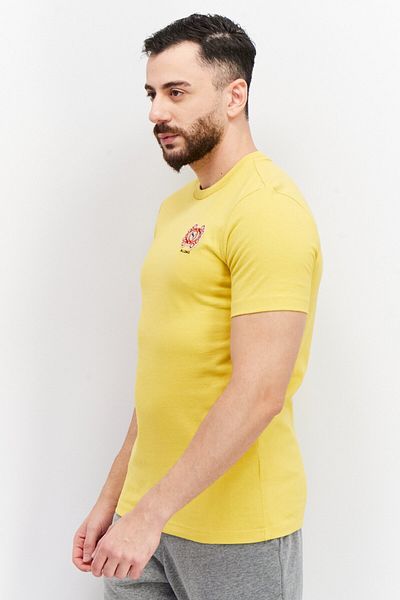 Puma x Palomo Men Sportswear Fit Short Sleeves Embroidered Logo T-Shirt, Mustard