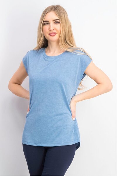 Tchibo بلوزة رياضية نسائية بأكمام قصيرة، باللون الأزرق