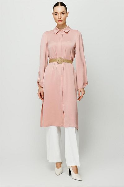 Esswaap Zipper Closure Wicker Belted Rescue Tunic Powder
