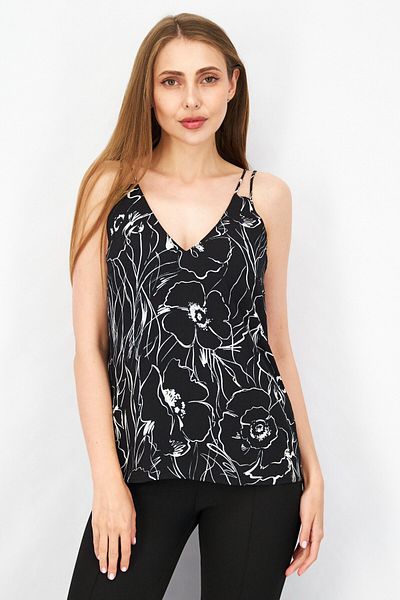 Esprit Women V-neck Sleeveless Allover Tank, Black