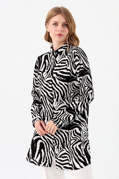 Esswaap Ecru Tunic - Ζέβρα με σχέδιο