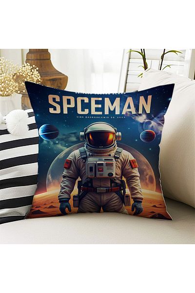 Else Dekor Copii cu model Planetă spațială astronaut Husă de pernă decorativă cu două fețe 43x43cm
