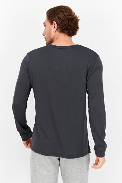 Rainforest Men Sportswear Fit Long Sleeve Textured Outdoor T-Shirt, Dark Grey