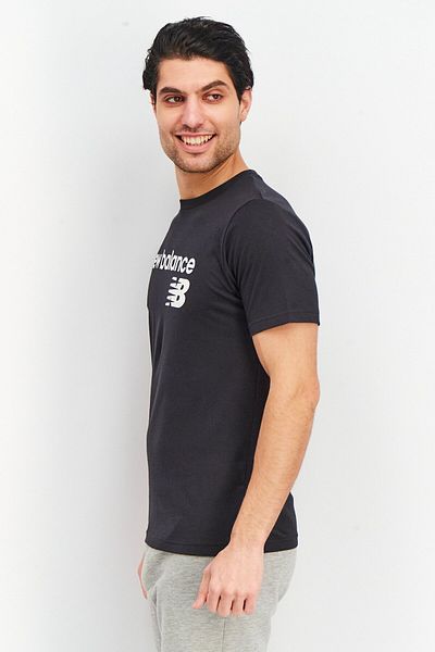 New Balance Men Regular Fit Short Sleeves Logo Tee, Black