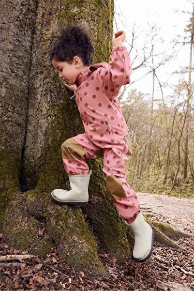 Tchibo Kids Girl Polka Dots Overall Rain Coat Jacket, Pink