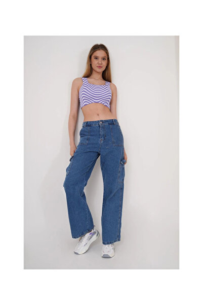 Cotton Mood 23256429 Lila - Knitwear Zebra Patterned Square Collar Crop Tank Top