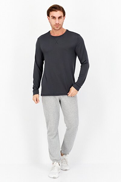 Rainforest Men Sportswear Fit Long Sleeve Textured Outdoor T-Shirt, Dark Grey