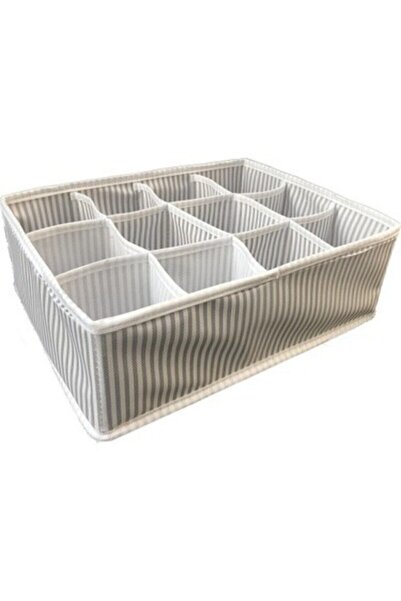 ALAS 31X25X12 Gray Striped Drawer Organizer - 12 Compartments Multi-Purpose