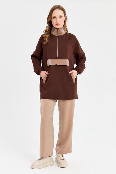 Esswaap Brown Color Shiny Sweatshirt