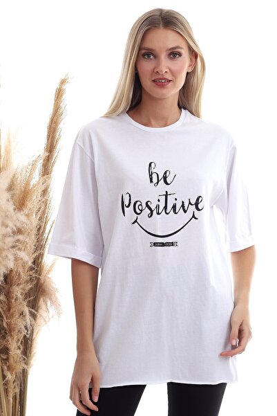 Cotton Mood 20333402 Single Jersey Be Positive Printed T-Shirt White