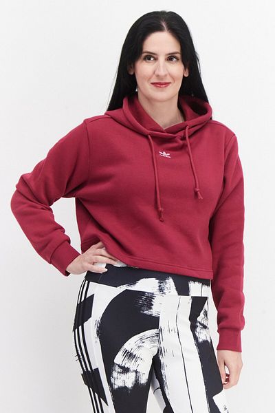adidas Women Sportswear Fit Long Sleeve Hooded Sweatshirt, Maroon