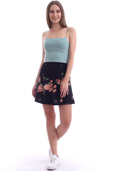 Cotton Mood 200713174   Knitted crepe patterned fragmented short skirt black ...