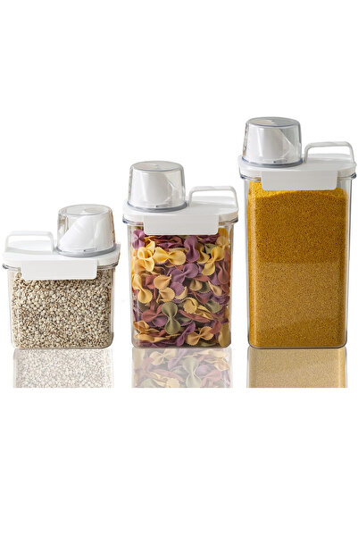 GRİMOR Life 3-Piece Leak-Proof Storage Set - Tea and Coffee Storage Boxes 1100ml 1800ml 2300ml