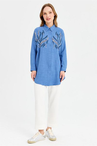 Esswaap Tunica Indigo - Paiete de culoare dubla Detaliata