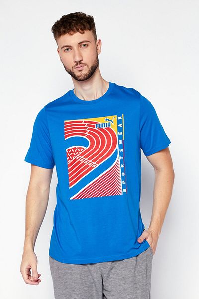 Puma Men Sportswear Fit Short Sleeves Outdoor T-Shirt, Blue
