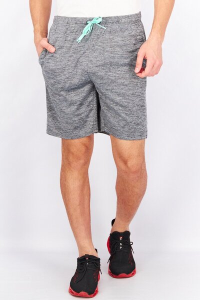 Tchibo Men Sportswear Fit Drawstring Mid Rise Outdoor Shorts, Grey Heather