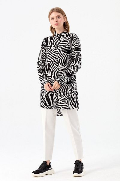 Esswaap Ecru Tunic - Ζέβρα με σχέδιο
