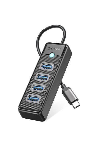 Orico موزع USB متعدد المنافذ من النوع c إلى Usb-a 3.0 4 منافذ فائقة النحافة أسود