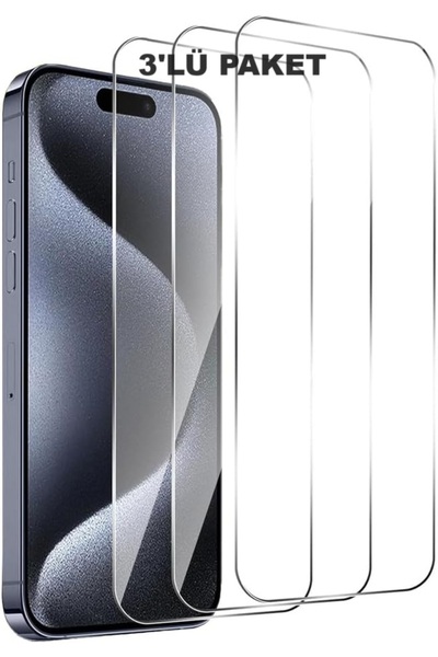 Evax 3'lü Paket iPhone 15 Pro Uyumlu Temperli HD+ Cam Ekran Koruyucu (3'lü Pa...