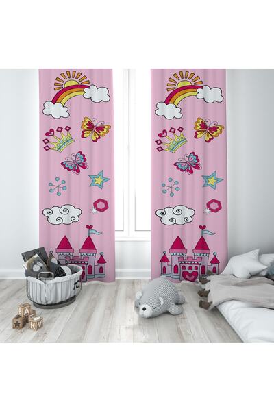 MEKTA HOME Cameră pentru bebeluși și copii Castelul Dreamland Cortina de fund...