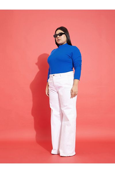 Sassafras By Styli Plus Ribbed High Neck Long Sleeve Top