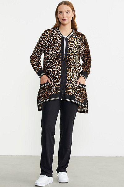 Sementa Brown Leopard Patterned Tunic Set - Pocket Detailed