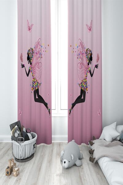 MEKTA HOME 2 Krilata roza dekoracija za dečiju sobu Zavesa za draperiju