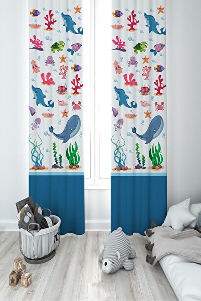 MEKTA HOME Cameră pentru bebeluși și copii Ocean Two Wing Background Cortina ...