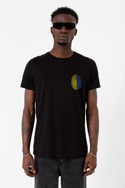 Tshirthane Κίτρινο Navy Blue Fingerprint Μαύρο ανδρικό μπλουζάκι
