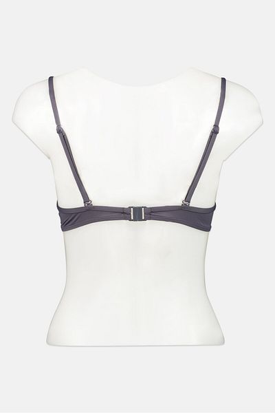 Esprit Women Solid Non-padded Wireless Bikini Top, Dark Grey