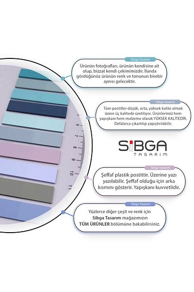 sibga tasarım Transparent Colored Postit Post-it Post It.Bookmark Bookmark Postit Sticker Note Paper 200 Sheets