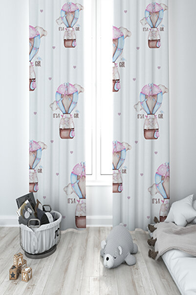 MEKTA HOME CAMERA BEBEȘI ȘI COPII Balon roz zburător cu model cu 2 aripi perd...