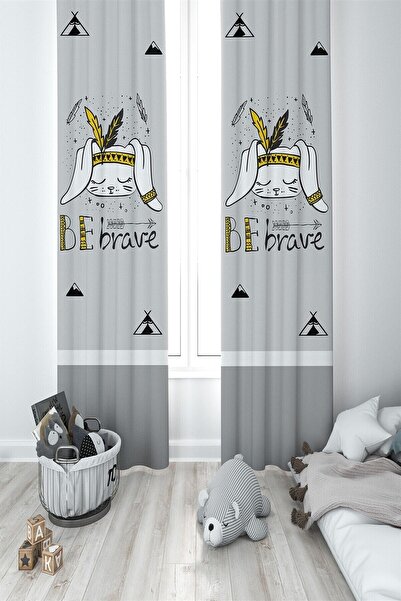 MEKTA HOME Gray Children's and Baby's Room 2 Wing Background Curtain