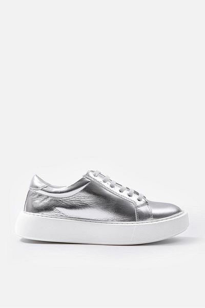NILUFARR Tenis de damă Julia Silver din piele naturală