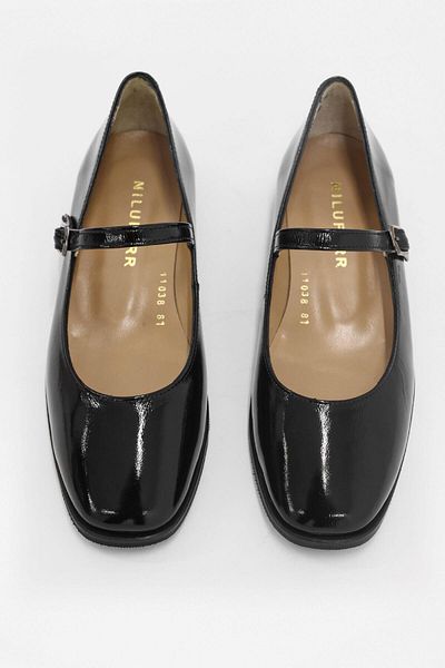 NILUFARR Black Patent Leather Genuine Leather Women's Ballerinas - Kendely