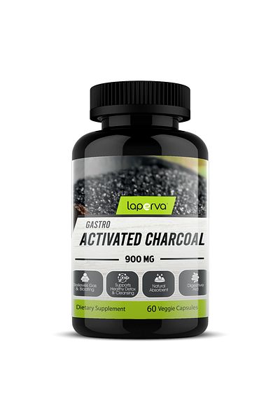 Laperva Gastro Activated Charcoal, 60 Veggie Capsules, 900 Mg, Relieves Gas& Bloating.