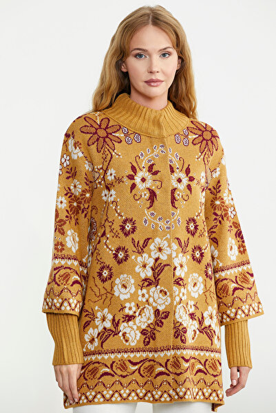 Sementa Sun - Floral Patterned Thick Wool Knitwear Jacket