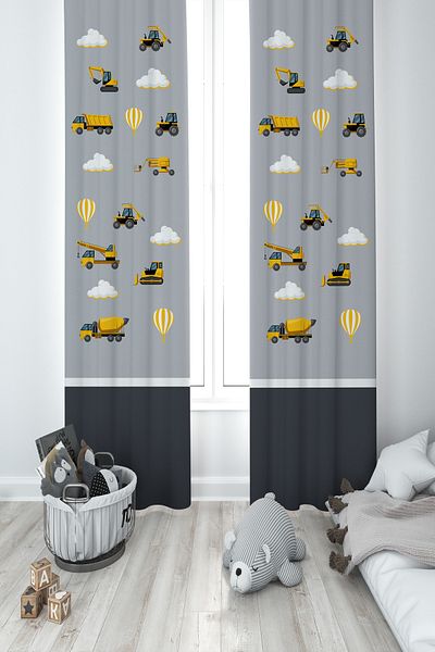 MEKTA HOME BABY AND KIDS ROOM 2 Wing Background Curtain with Sound and Road Pattern