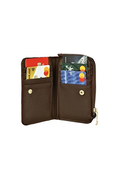 CüzCan Classics Kahve Monogram Desen Kadın Cüzdan