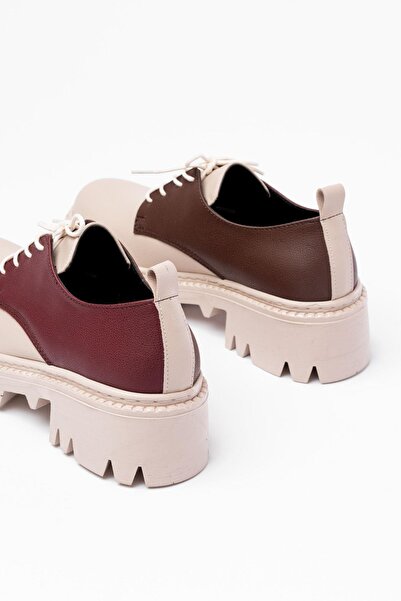 Aymood 868-754 Бежови ежедневни мокасини с връзки и висока подметка Garni