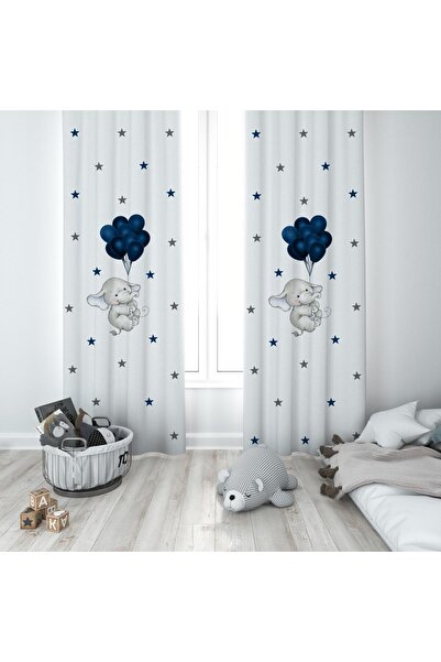 MEKTA HOME ستارة خلفية لغرفة الأطفال والرضع بتصميم فيل لطيف وبالونات بجناحين ...