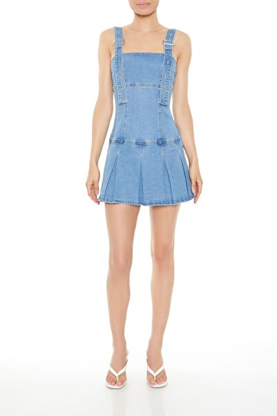 Forever 21 Pileli Denim Mini Elbise